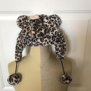 Cheetah print girls winter hat